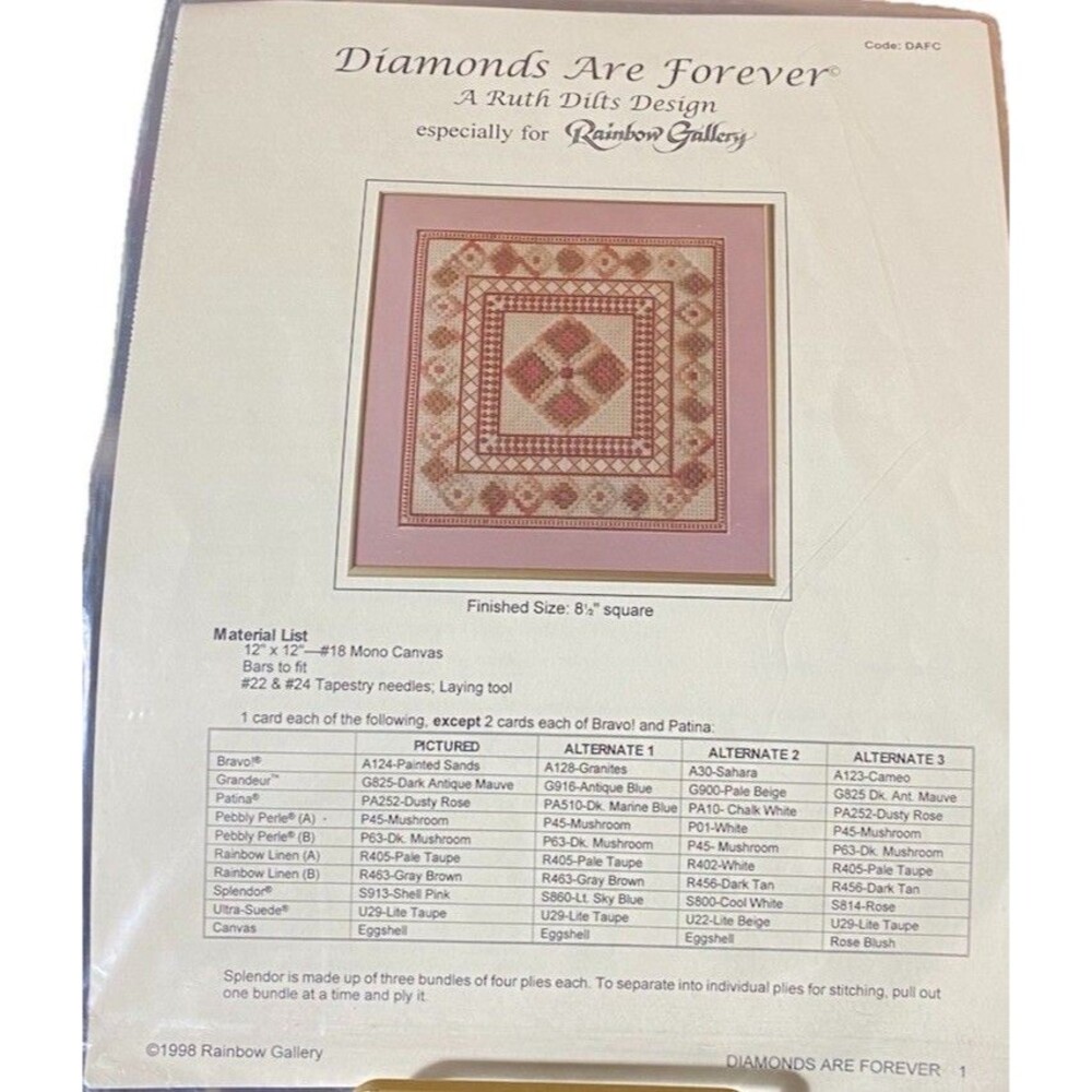 Diamonds Are Forever A Ruth Dilts Design ESP. For Rainbow Gallery Code:  DAFC